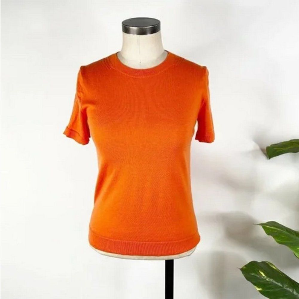 Orange Banana Republic Extra Fine Merino Wool Short Sleeve Knit Sweater (NWT)
